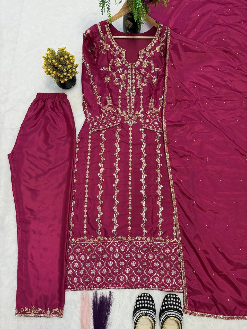 The Cinematic Plum Embroidered Suit